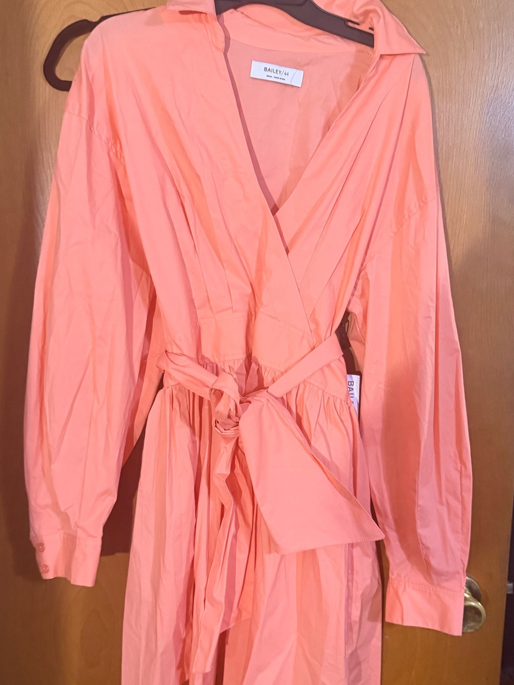 Bailey 44 Peach Wrap Dress with Self-Tie Waist
